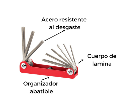 Juego de 9 llaves torx con organizador abatible, Truper